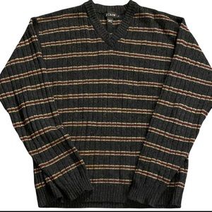 J Crew Lambs Wool Sweater Size M Multicolored 100%  V-Neck Pull Over Long Slv